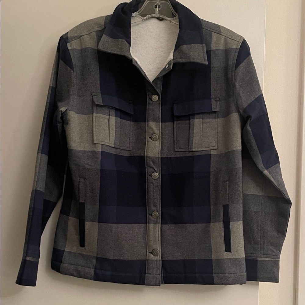 Mountain Khakis Women's Plaid Utility Jacket - Navy and Charcoal